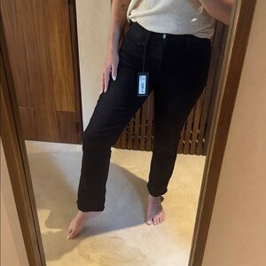 Black denim straight jeans
